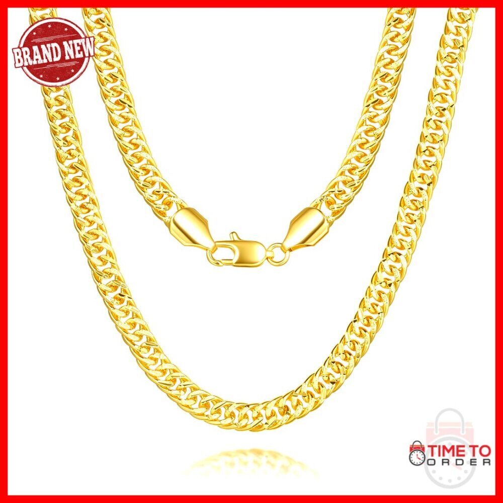 14K Gold Cuban Link Chain Necklace 6mm Chunky 16-24 Inches